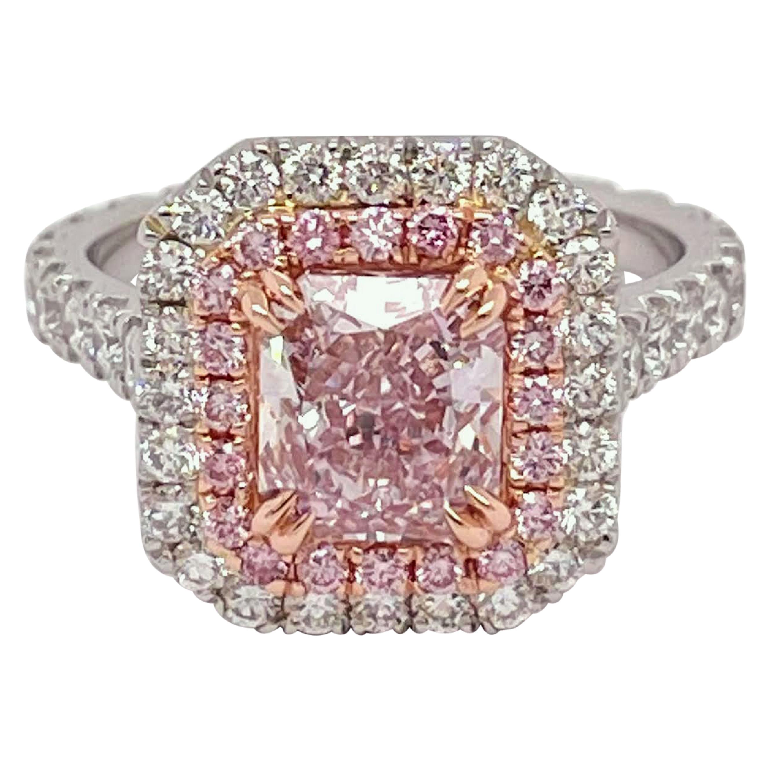GIA Certified 1.74 Carat Fancy Purplish Pink Diamond Ring