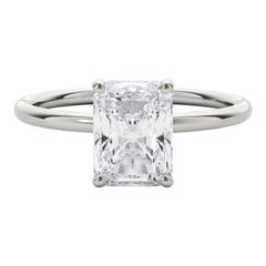 GIA Certified 1.74 Carat Hidden Halo Radiant Solitaire Diamond Ring