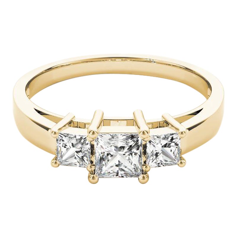 Anillo de diamantes de aniversario de tres piedras, princesa, certificado por GIA, de 1.74 quilates