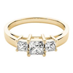 Anillo de diamantes de aniversario de tres piedras, princesa, certificado por GIA, de 1.74 quilates