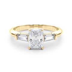 GIA Certified 1.74 Carat Radiant & Baguette Three-Stone Diamond Ring
