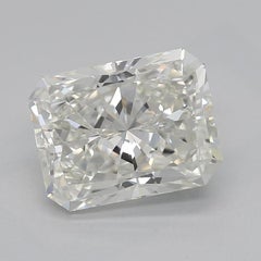 GIA Certified 1.74 Carat Radiant Halo Antique 18K White Gold Diamond Ring