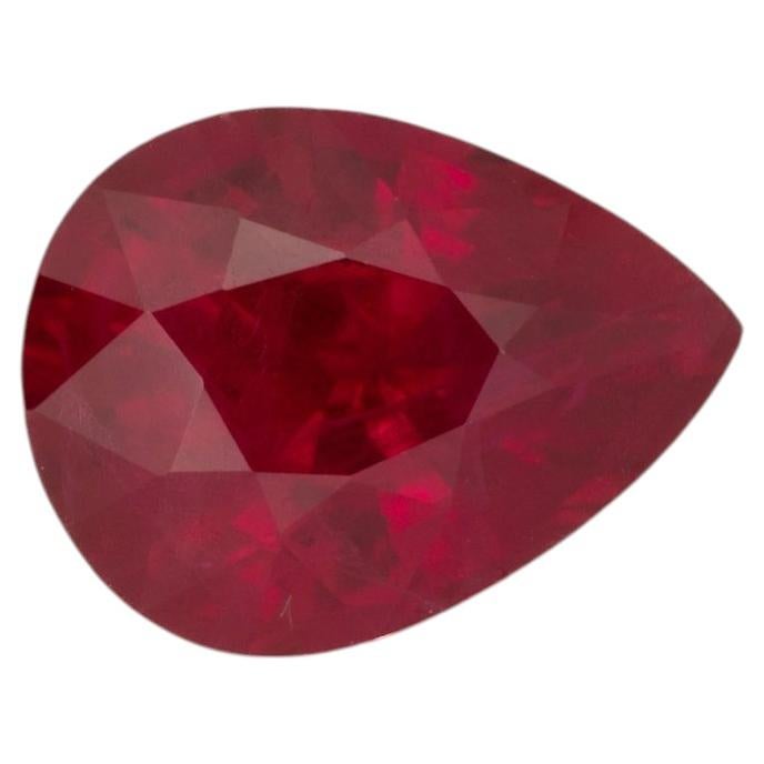 GIA Certified 1.74ct Burma Ruby Heated Pear Cut 8.43x6.42mm – Loose Gemstone