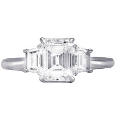 Diana M GIA Certified 1.75 Carat E-VS1 Three-Stone Engagement Ring