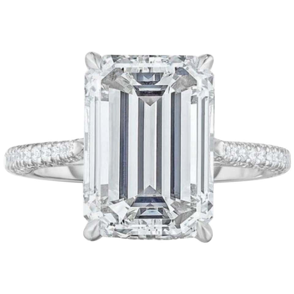 GIA Certified 1.75 Carat Diamond Long Emerald Cut Natural Diamond Ring