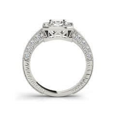 GIA Certified 1.73 Carat Radiant Halo Openwork Pave Diamond Ring