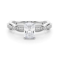 GIA Certified 1.75 Carat Vintage Radiant Milgrain Band Diamond Ring