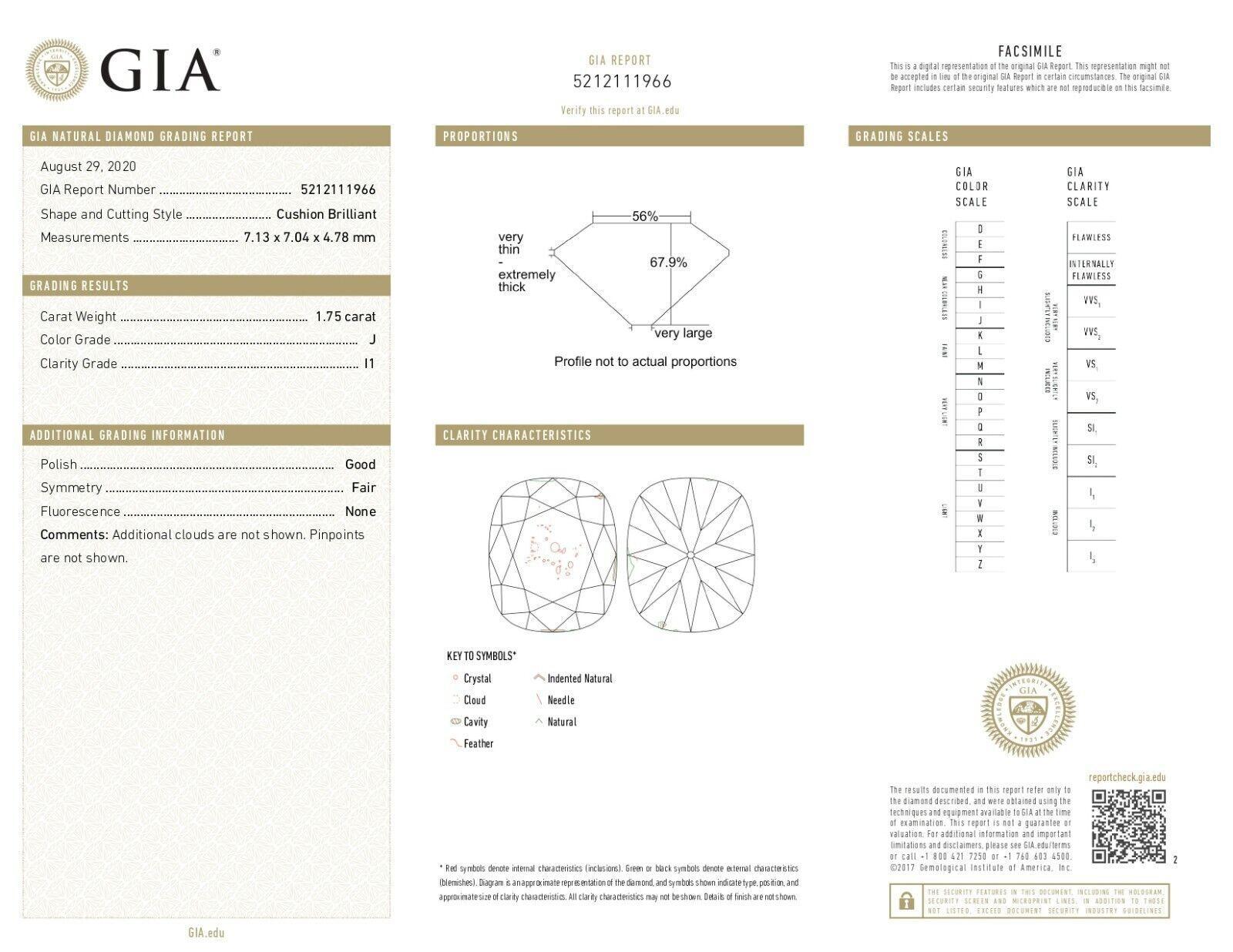 Bague en or blanc 14 carats certifiée GIA, diamant naturel de 1,75 ct, taille 5,5 en vente 4