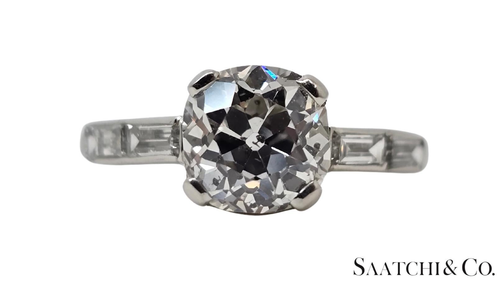 GIA zertifiziert 1,75 ct natürlichen Diamanten, Vinatge alten 14K Weißgold Ring, Größe 5,5 (Art déco) im Angebot