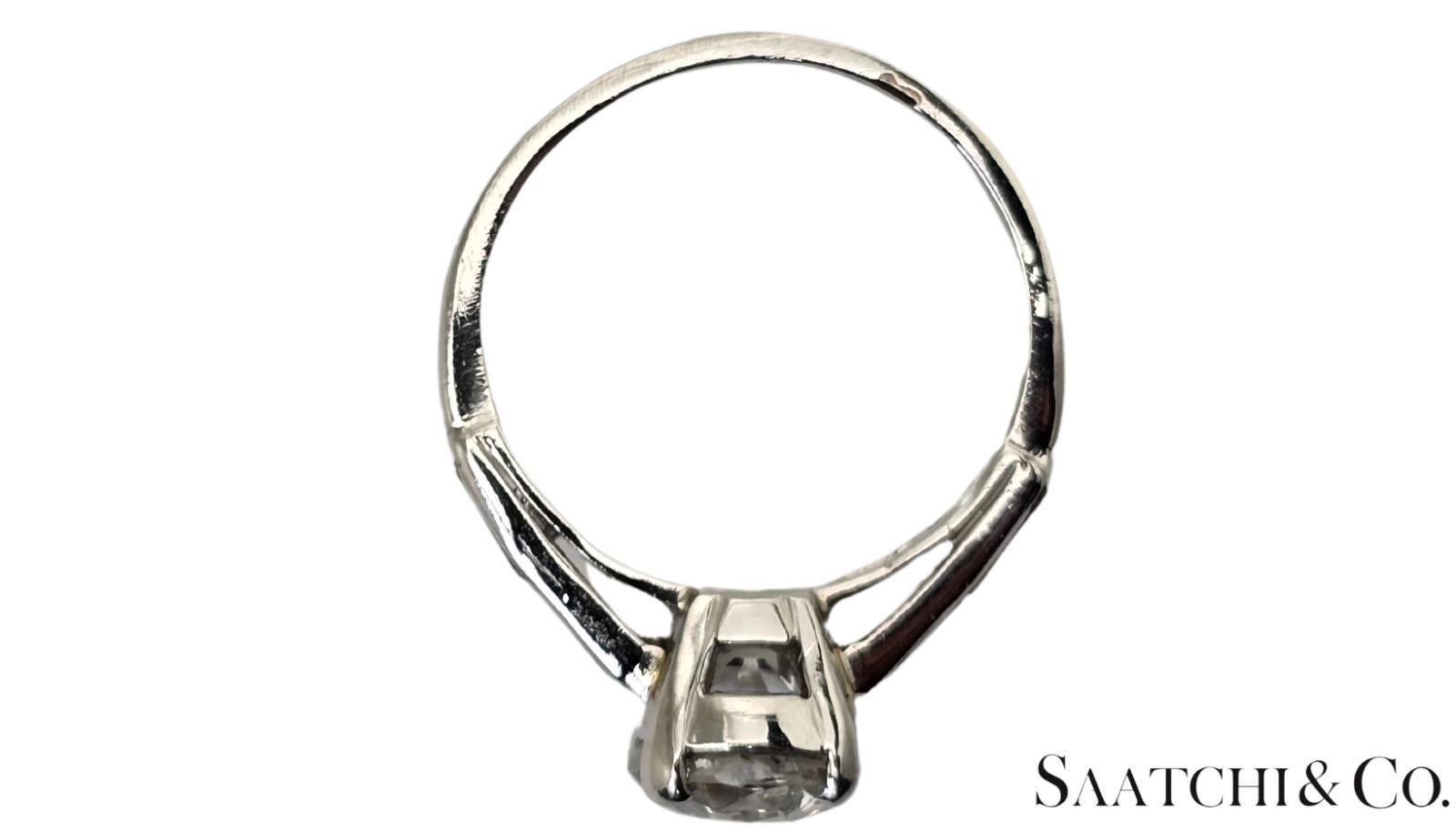GIA zertifiziert 1,75 ct natürlichen Diamanten, Vinatge alten 14K Weißgold Ring, Größe 5,5 im Zustand „Hervorragend“ im Angebot in New York, NY
