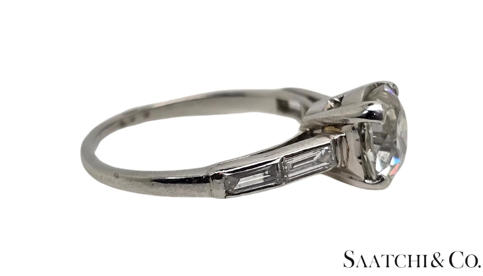 GIA zertifiziert 1,75 ct natürlichen Diamanten, Vinatge alten 14K Weißgold Ring, Größe 5,5 Damen im Angebot