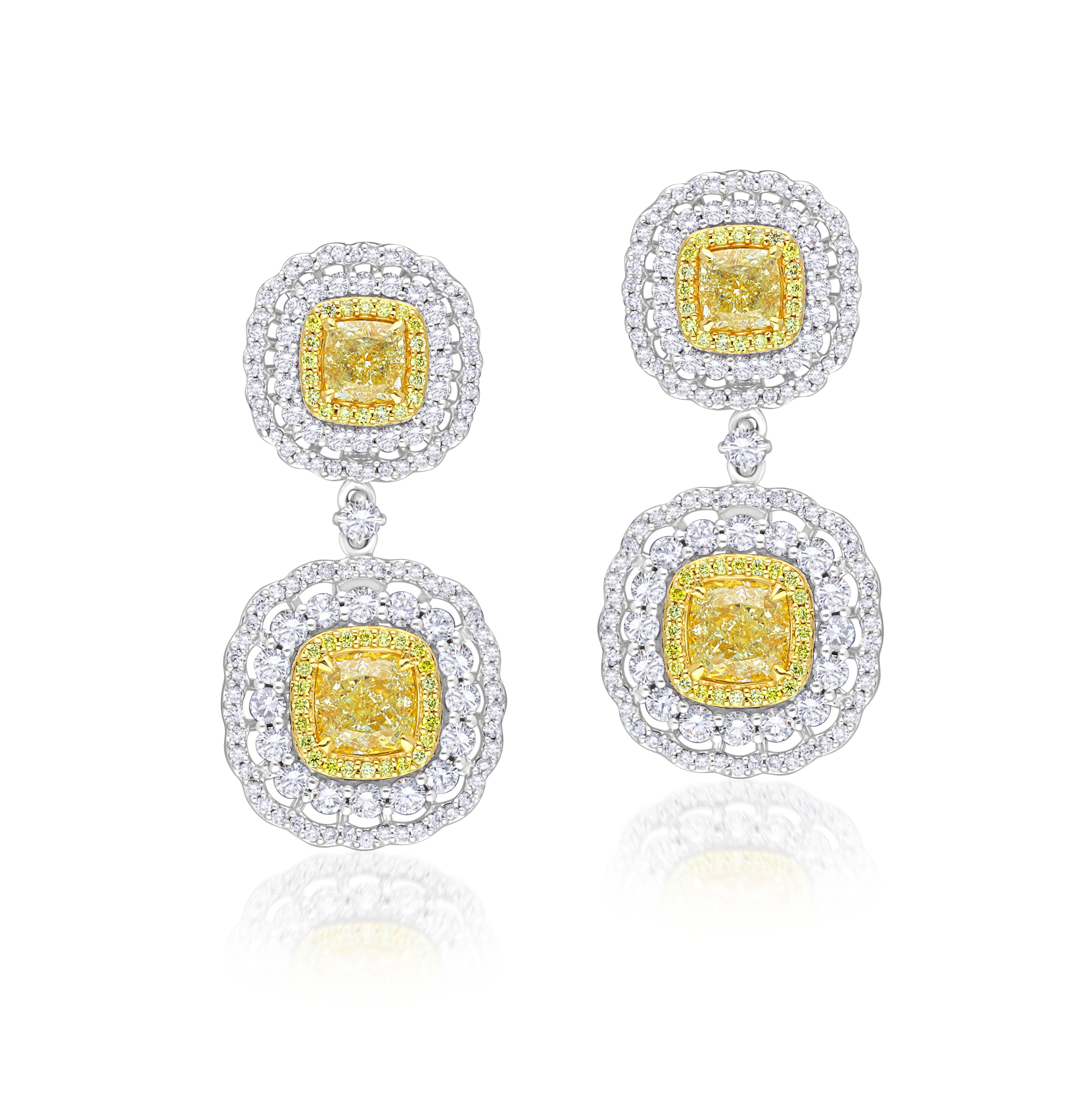 Collana di diamanti bianchi e gialli certificata GIA da 17,55 carati in oro 18k in vendita 7