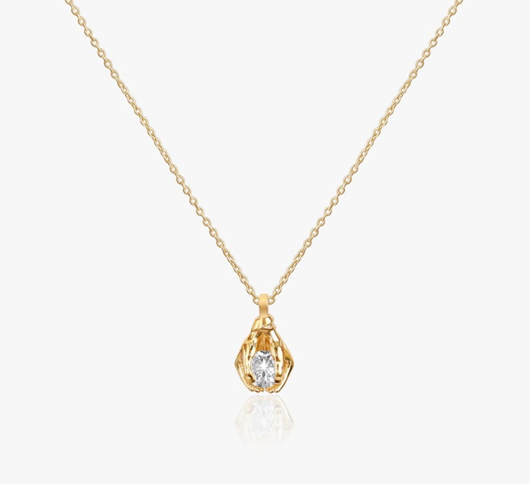 GIA Certified 1.75ct Round Diamond Solitaire Pendant Necklace in 18K Yellow Gold For Sale 2