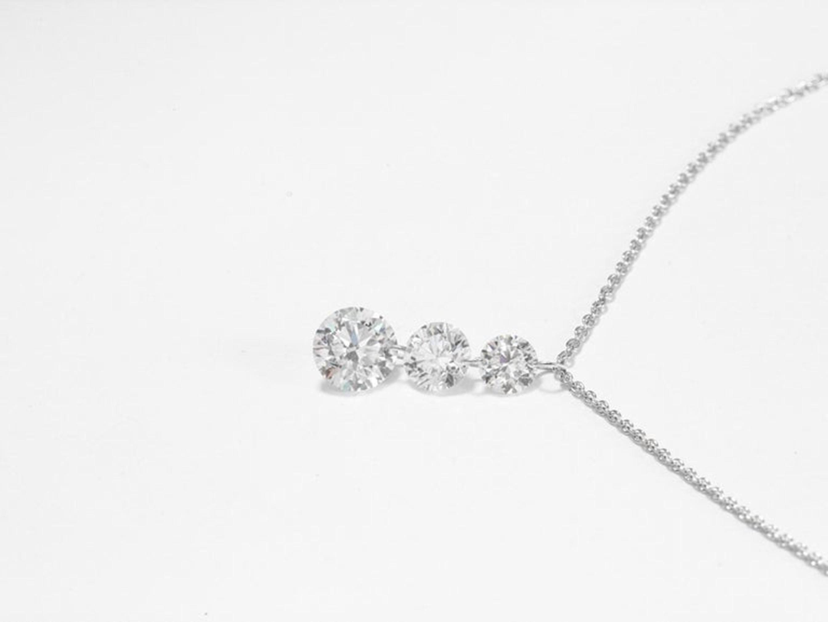 GIA Report Certified 1.7 Carat E VVS1 Round Cut Diamond Drilled Pendant Necklace en vente 2