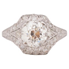 GIA Certified 1.76 Carat Art Deco Diamond Platinum Engagement Ring