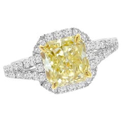 GIA Certified 1.76 Carat  Fancy Yellow Diamond Ring
