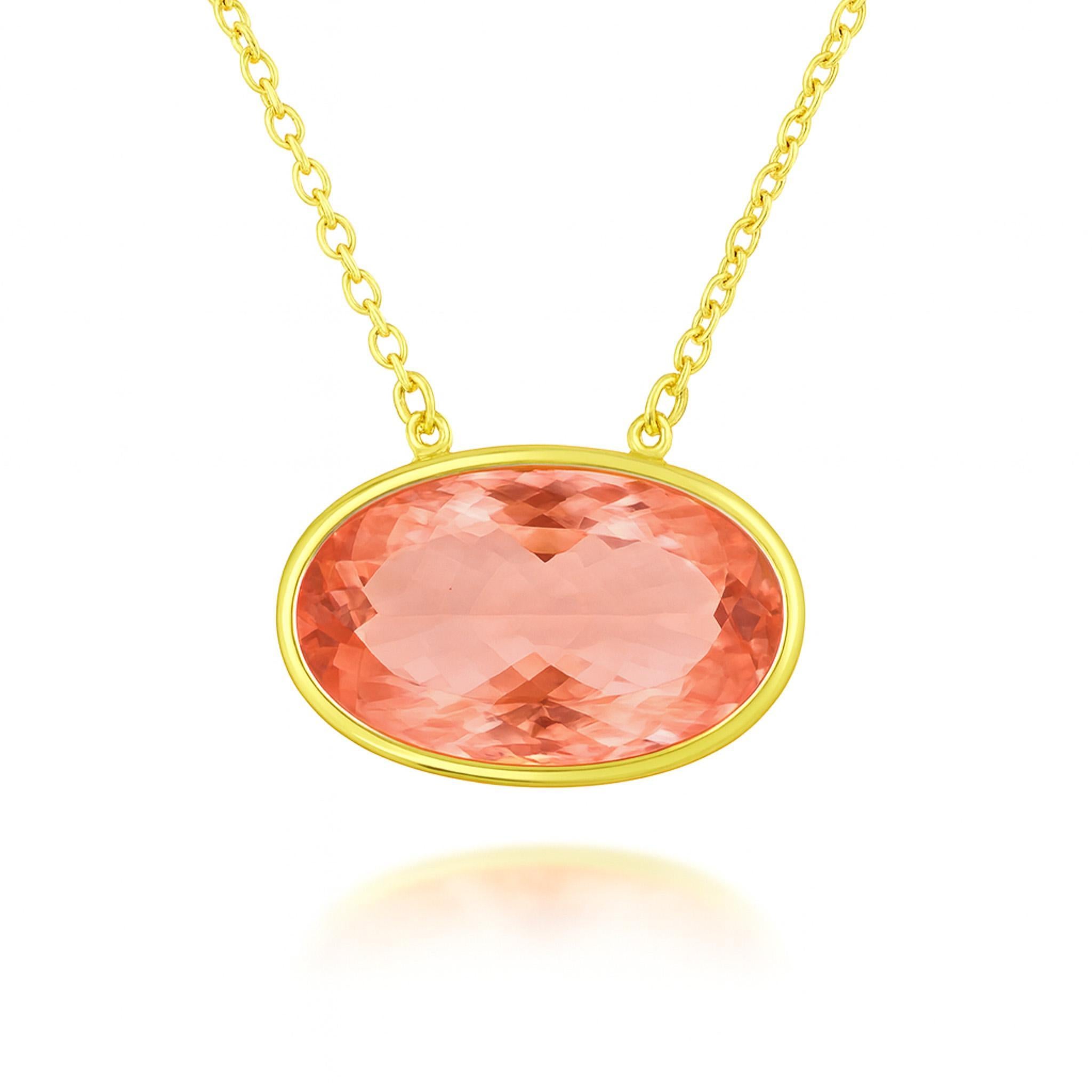 GIA zertifiziert 176 Karat Oval Morganit East West Lünette Anhänger Halskette im Angebot 5