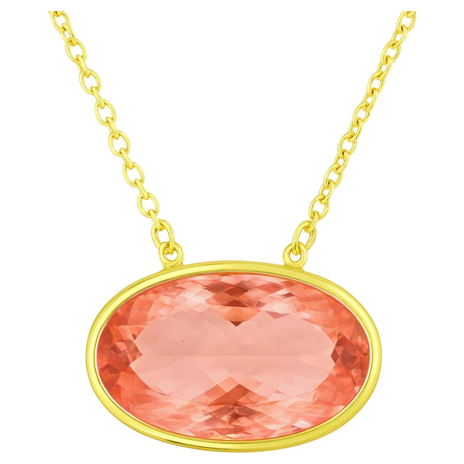 GIA zertifiziert 176 Karat Oval Morganit East West Lünette Anhänger Halskette im Angebot