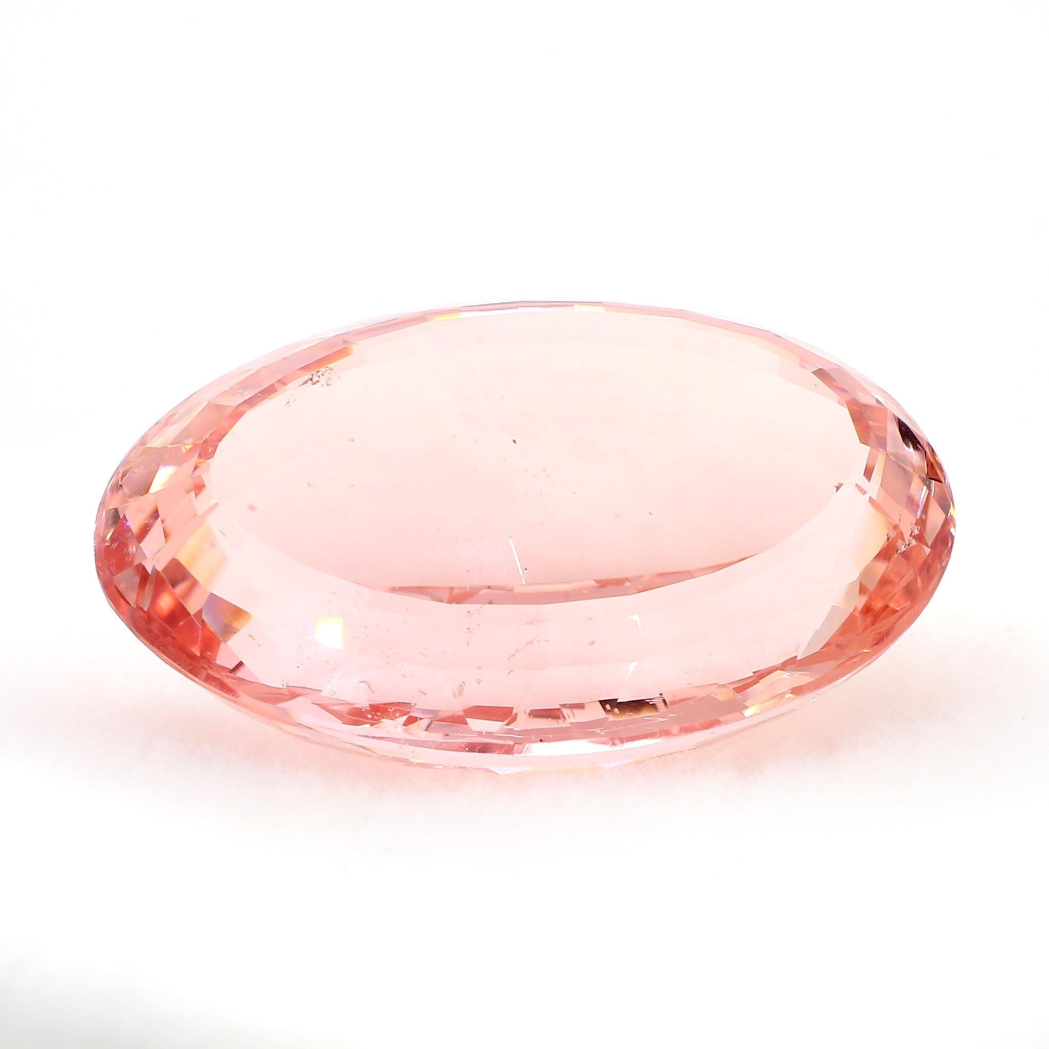 Collar Colgante Biselado Ovalado de Morganita Rosa Naranja Certificado GIA de 176 Quilates en venta 6