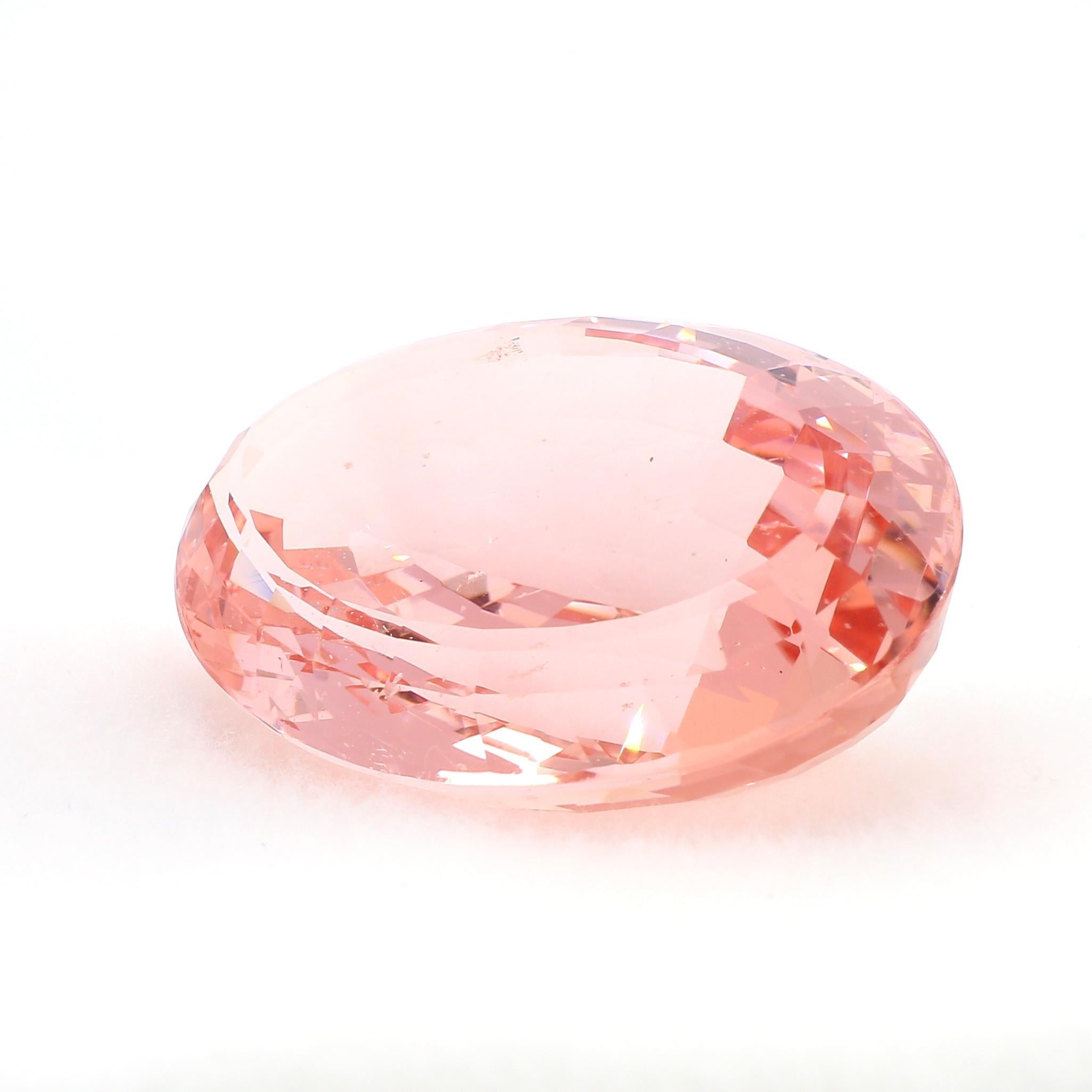 Collar Colgante Biselado Ovalado de Morganita Rosa Naranja Certificado GIA de 176 Quilates Corte oval en venta
