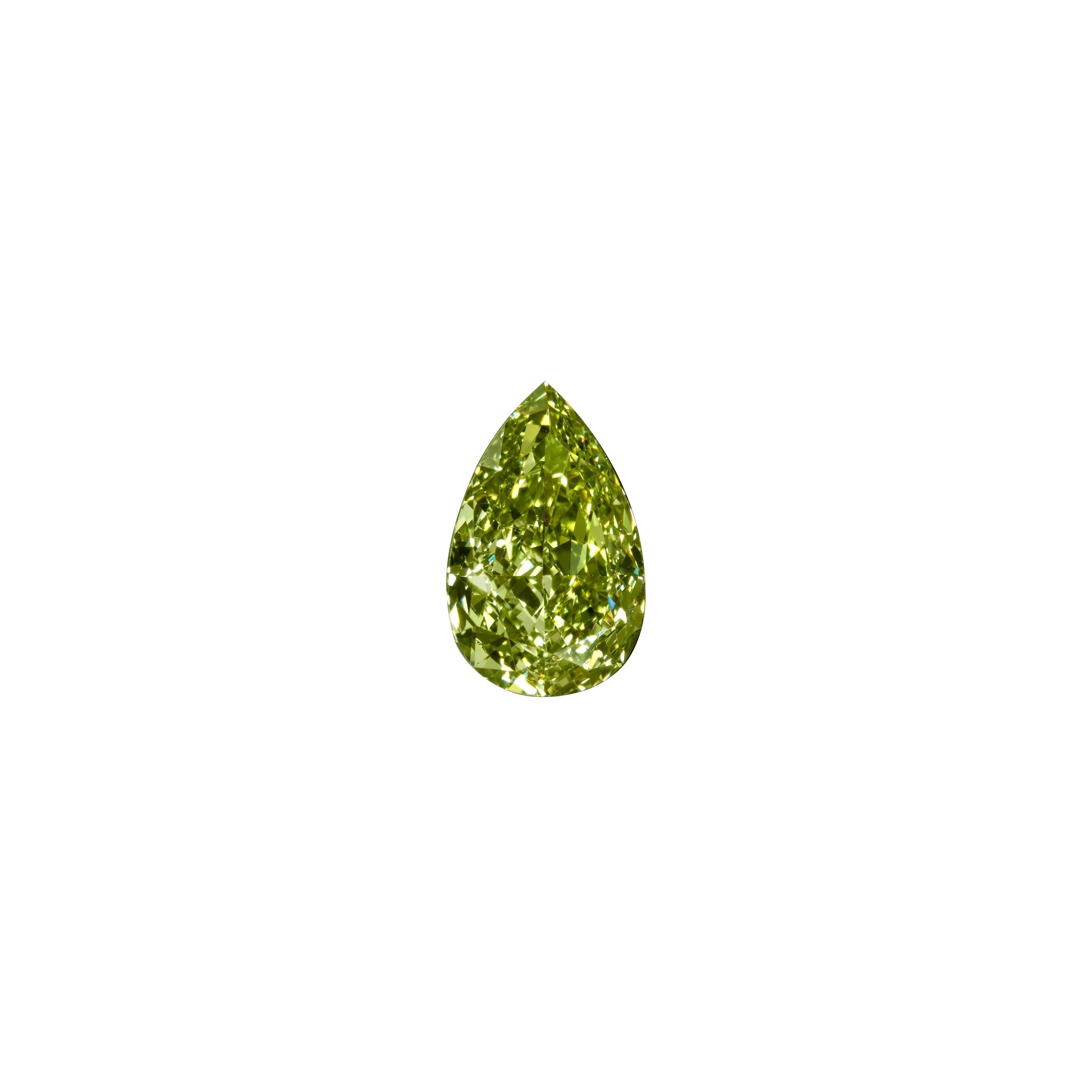 Pear Cut GIA Certified 1.76 Carat Pear Shape Green Diamond Ring For Sale