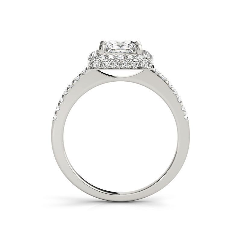 Taille princesse Bague solitaire à diamant double halo princesse de 1,76 carat certifiée GIA en vente