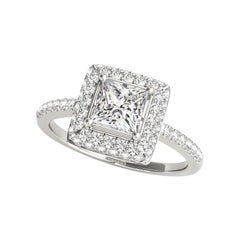 GIA Certified 1.76 Carat Princess Double Halo Solitaire Diamond Ring