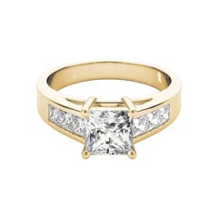 GIA Certified 1.76 Carat Princess Multi-Stone Cathedral Diamond Ring
