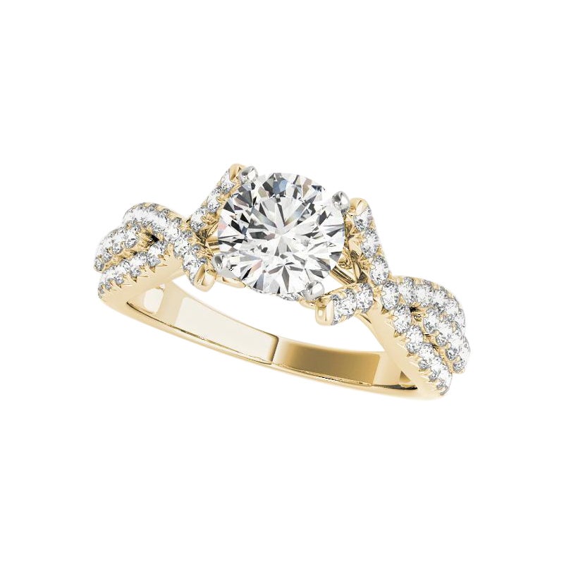 Anello con diamante rotondo certificato GIA da 1,76 carati, a forma di vite intrecciata e con più file di diamanti