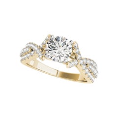 Anello con diamante rotondo certificato GIA da 1,76 carati, a forma di vite intrecciata e con più file di diamanti