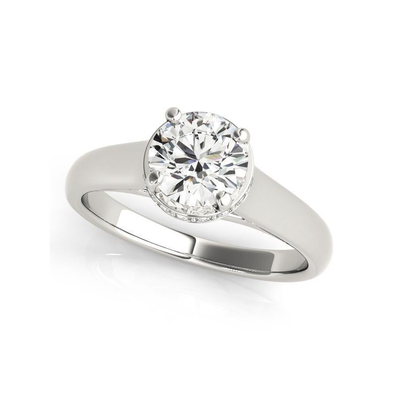 GIA-zertifiziert 1,76 Karat Runde versteckte Halo Trellis 18K Weißgold Diamantring (Rundschliff) im Angebot