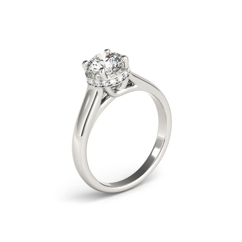 GIA-zertifiziert 1,76 Karat Runde versteckte Halo Trellis 18K Weißgold Diamantring Damen im Angebot