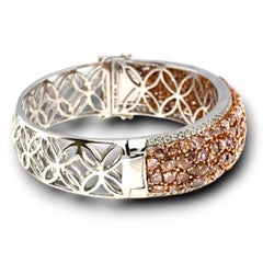 GIA Certified 17.7 Carat Fancy Diamond White Gold Bangle
