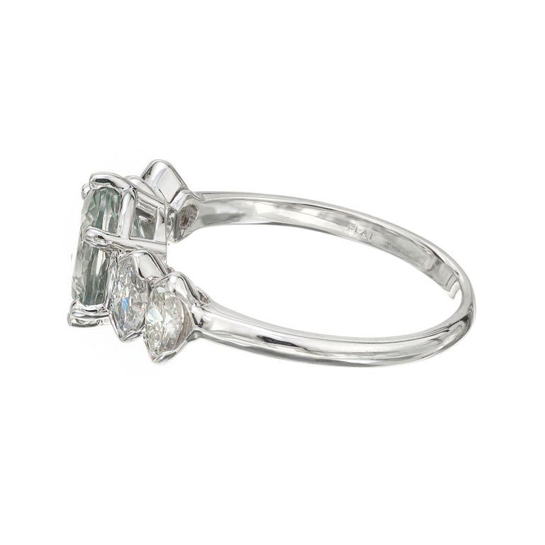 GIA Certified 1.77 Carat Green Sapphire Diamond Platinum Engagement ...
