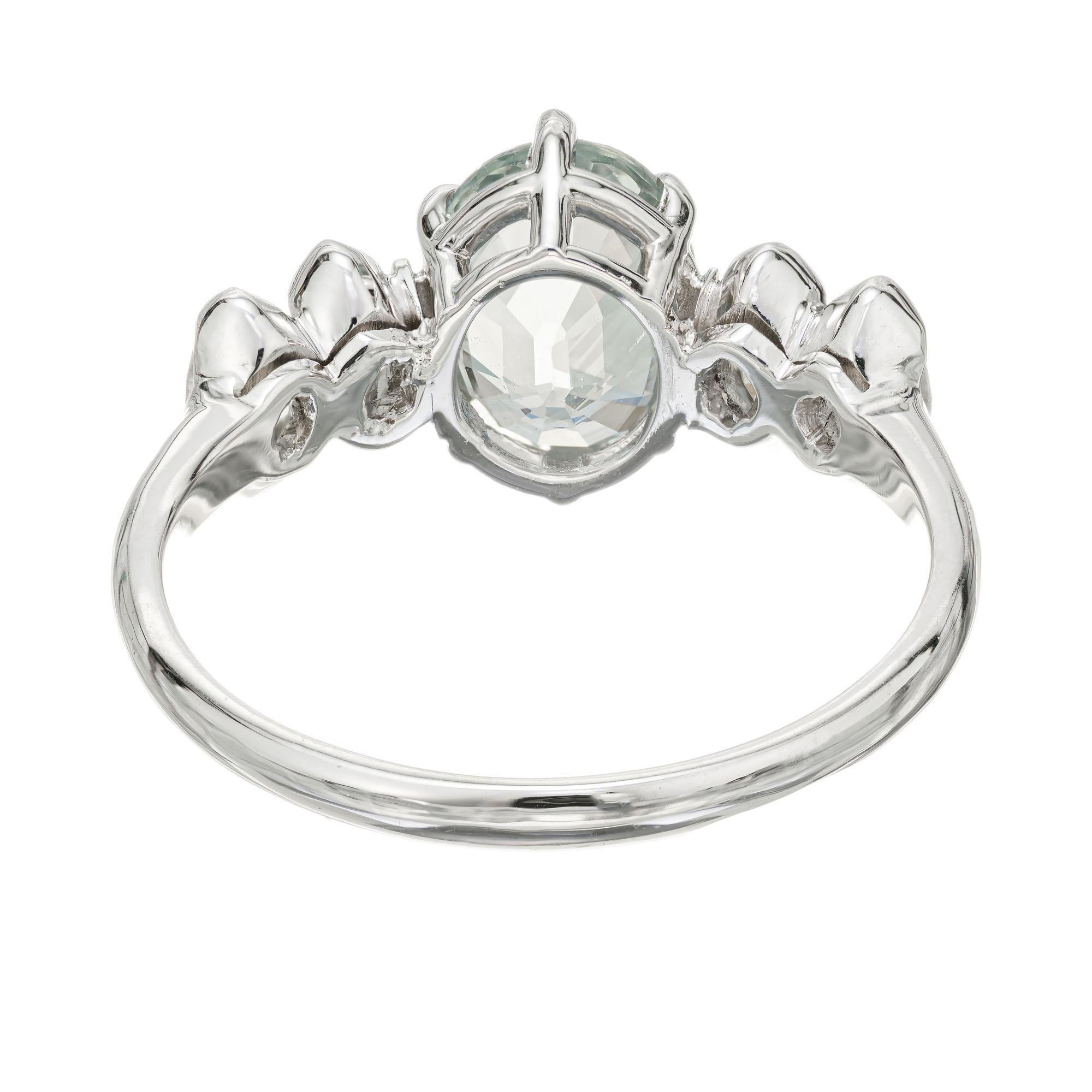 Women's GIA Certified 1.77 Carat Green Sapphire Diamond Platinum Engagement Ring