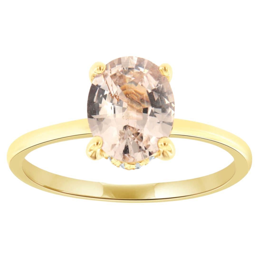 GIA Certified 1.77 Carat Oval Pink Unheated Sapphire & Hidden Halo Diamond Ring