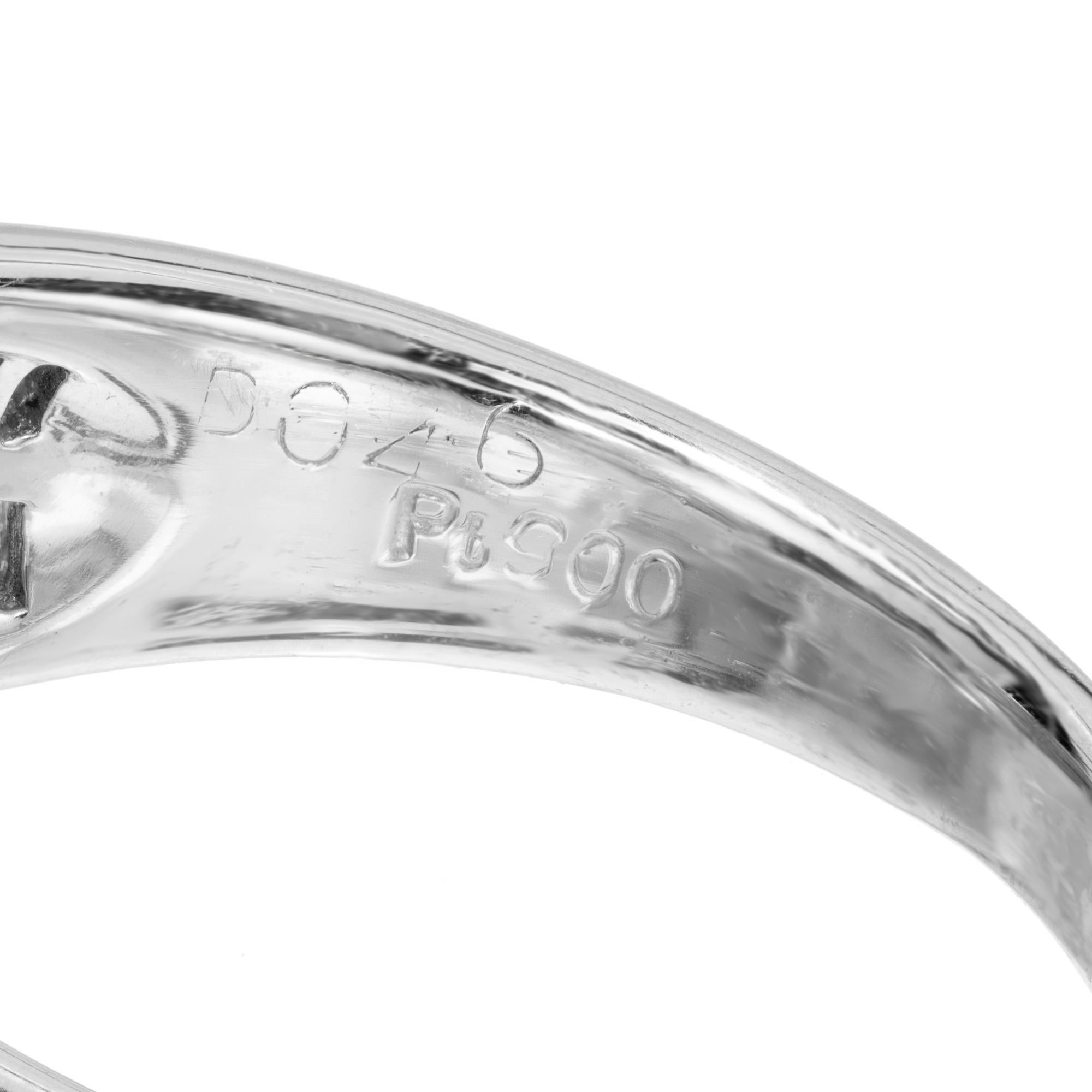 GIA Certified 1.77 Carat Sapphire Diamond Platinum Mid-Century Engagement Ring  For Sale 2