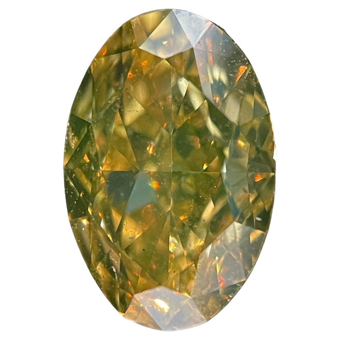 GIA Certified 1.76ct Fancy Brownish Yellow Si1 Oval Brilliant Natural Diamond For Sale