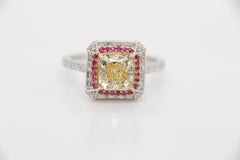 GIA Certified 1.78 Carat Fancy Light Yellow Diamond Ring in 18K Gold