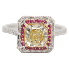 GIA Certified 1.78 Carat Fancy Light Yellow Diamond Ring in 18K Gold