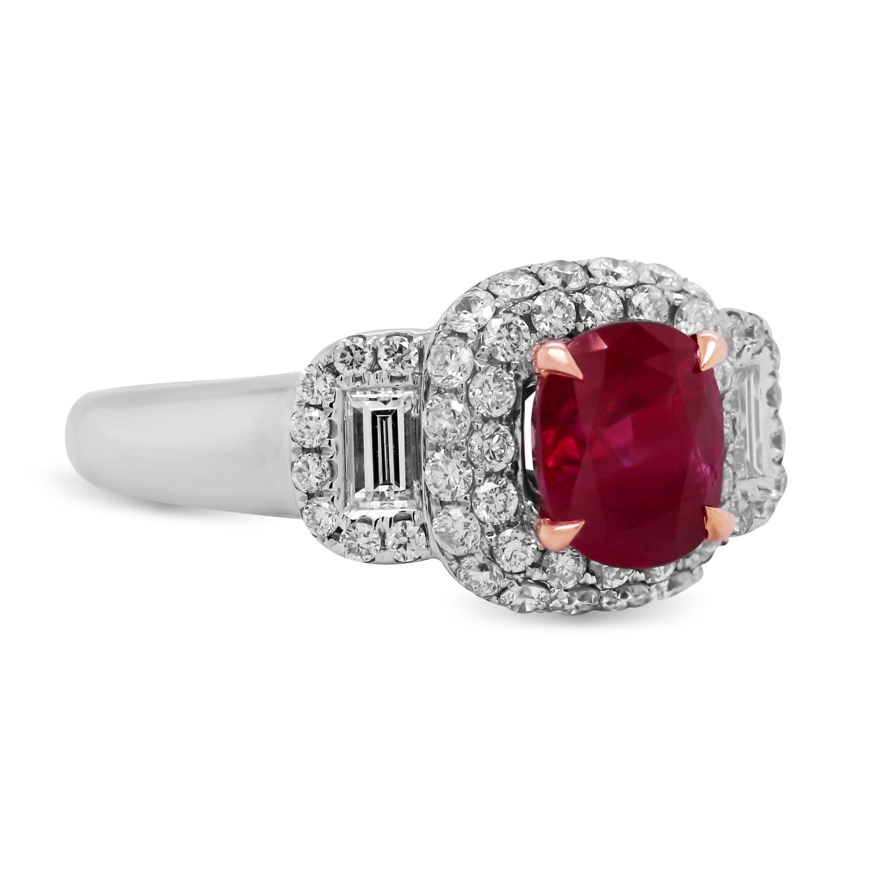 GIA Certified 1.78 Carat No Heat Burma Cushion Cut Ruby Diamond 18K Gold Ring

The GIA report states no indication of heating with an origin from Burma (Myanmar). Ruby is a cushion-cut and has a vibrant red color. 

Ring has apprx. 1 carat in G