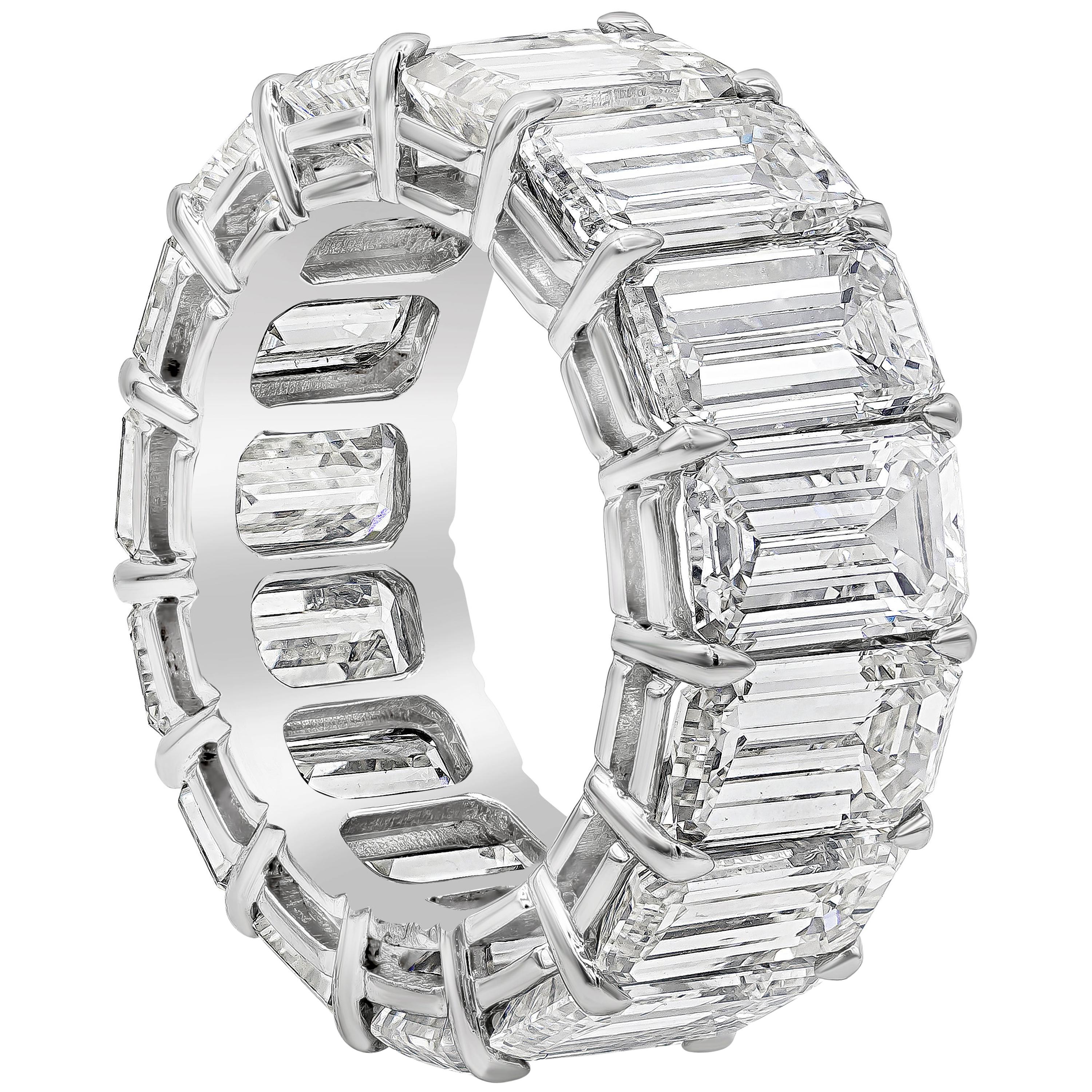 GIA Certificado 17.83 Quilates Total Diamante Corte Esmeralda Alianza de Boda de Eternidad