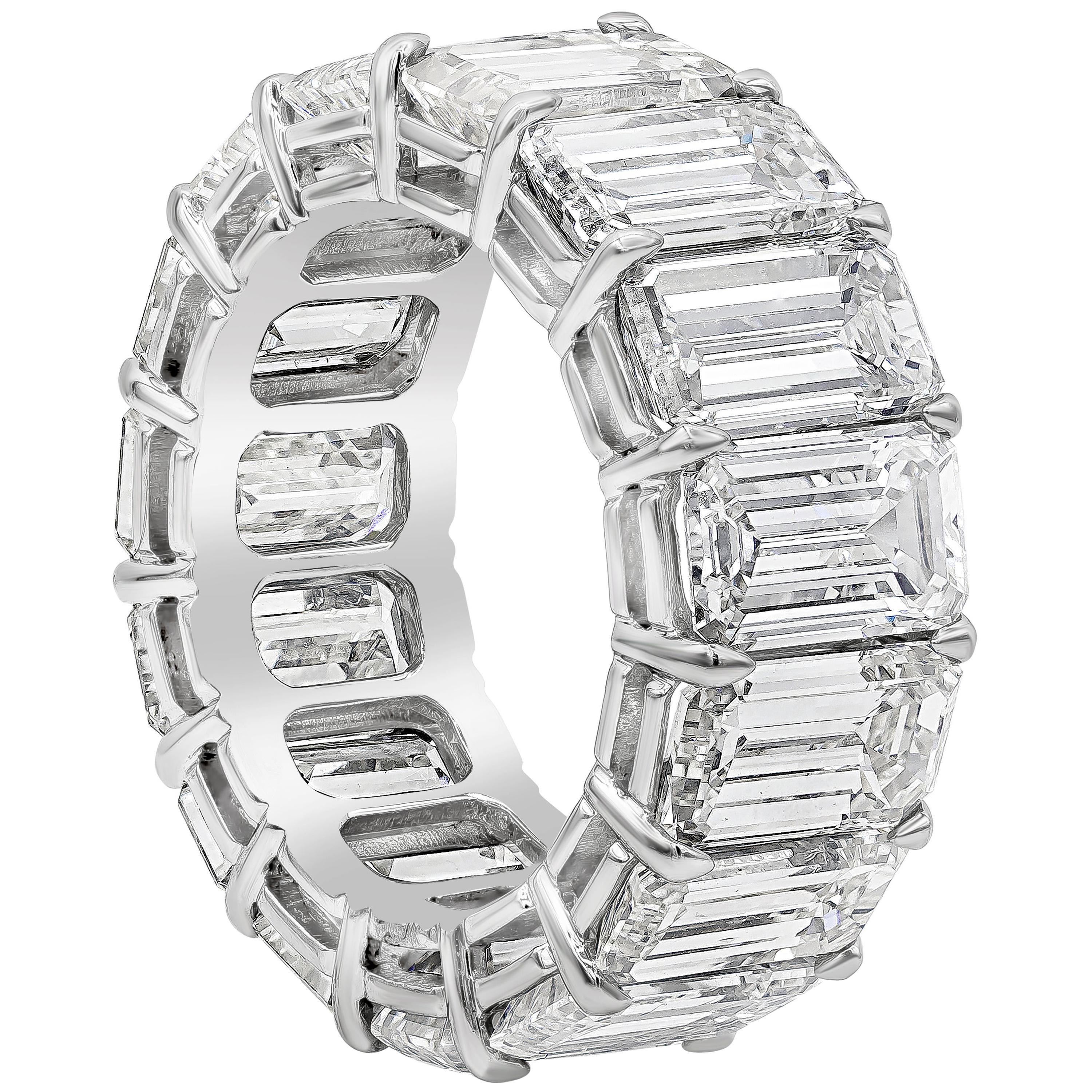 Roman Malakov 17.83 Carats Total Emerald Cut Diamond Eternity Wedding Band For Sale