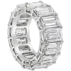GIA Certificado 17.83 Quilates Total Diamante Corte Esmeralda Alianza de Boda de Eternidad