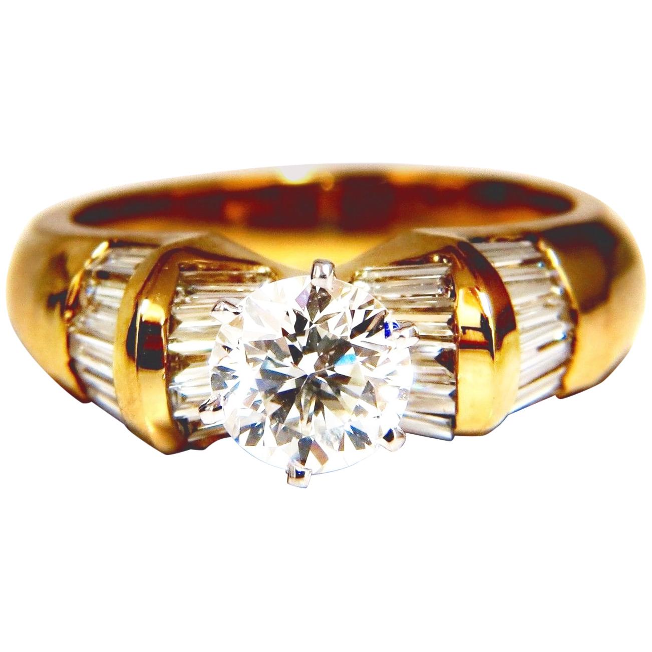 Bague de fiançailles de fiançailles en diamant rond de 1,78 carat certifié par le GIA, de type cathédrale, 14 carats