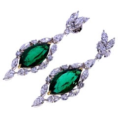 GIA Certified 17.8ct Zambian Green Emerald Diamond Earrings