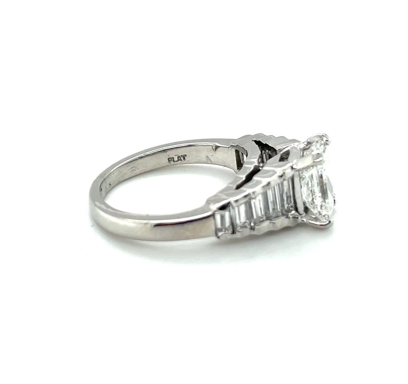 Radiant Cut GIA Certified 1.79 Carat Diamond Platinum Engagement Ring For Sale