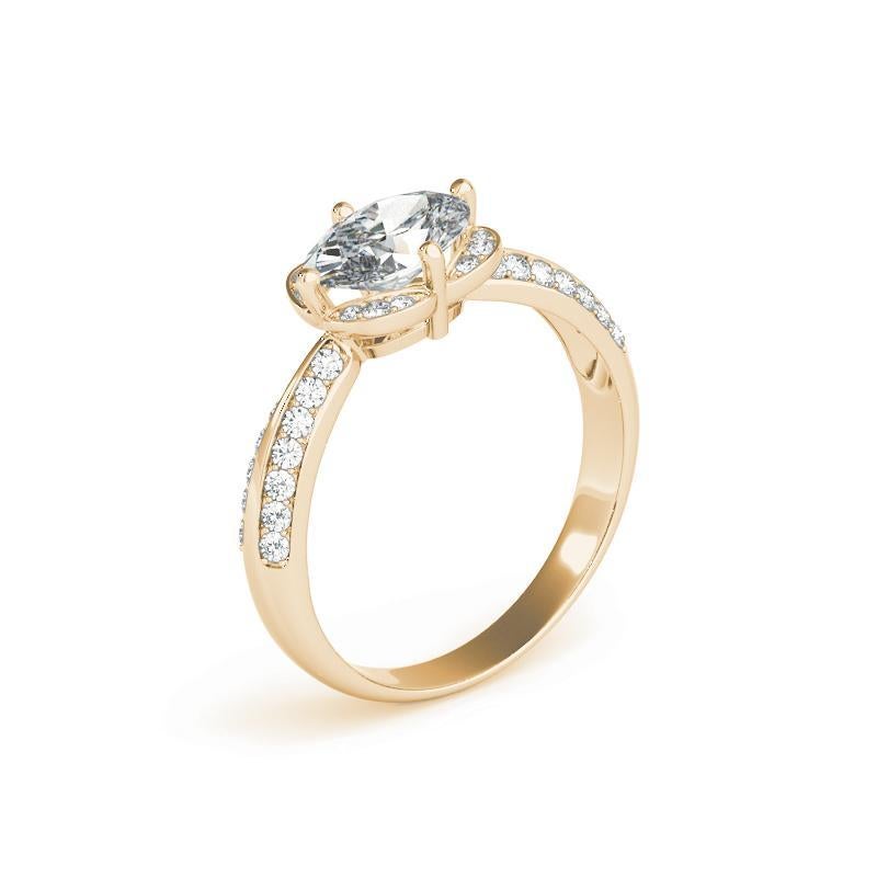 De las mujeres Anillo de diamantes de pavé doble con halo ovalado este-oeste de 1.79 quilates certificado por el GIA en venta