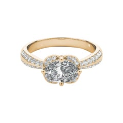 GIA Certified 1.79 Carat East-West Oval Halo Double Pave Diamond Ring
