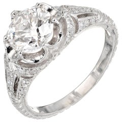 GIA Certified 1.79 Carat Natural Faint Brown Diamond Platinum Engagement Ring